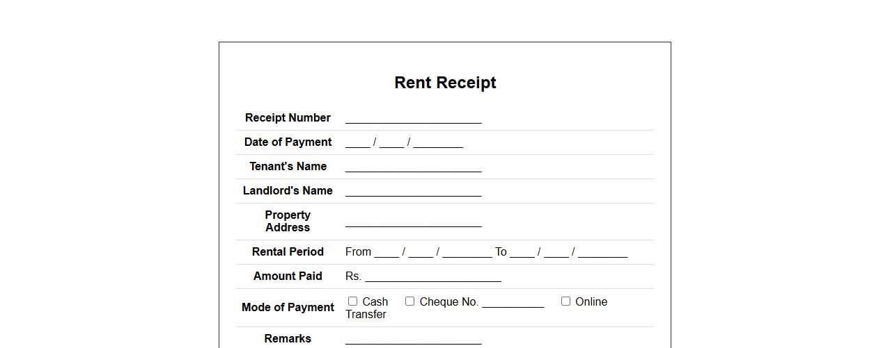 Rent receipt format for monthly rental payments image preview