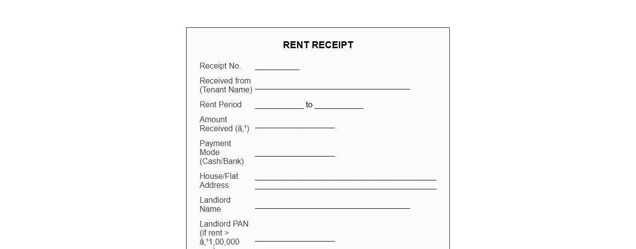Rent receipt sample for HRA exemption image preview