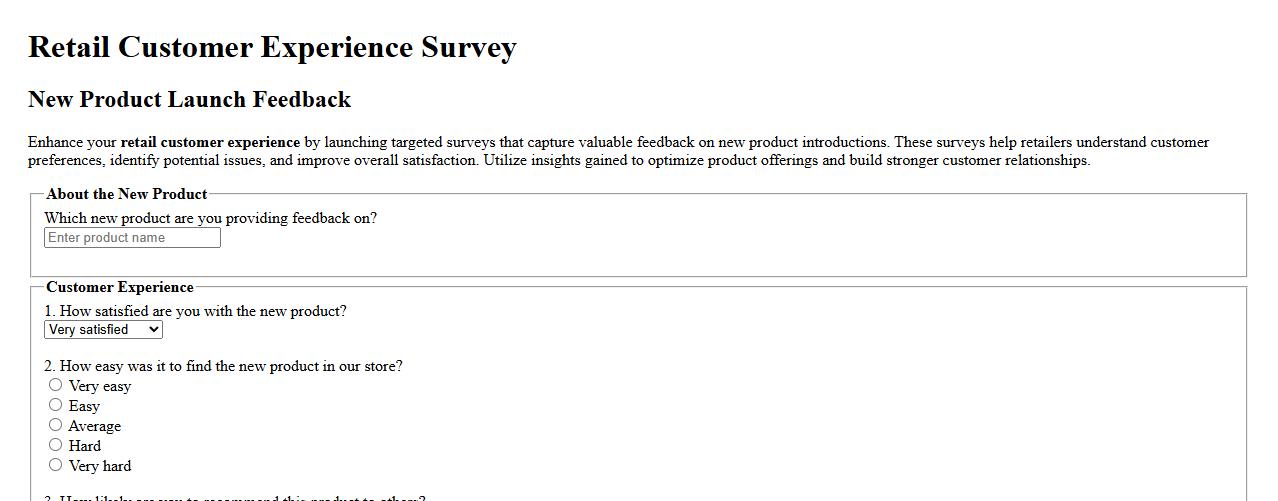 Retail customer experience survey for new product launch in retail image preview