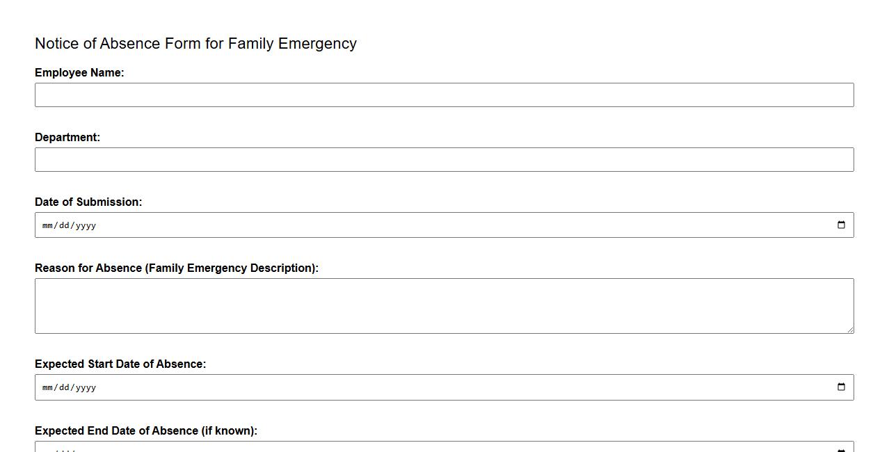 sample notice of absence form for family emergency image preview