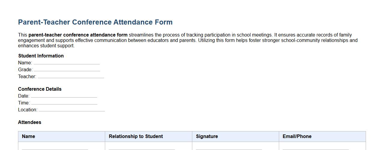 sample parent-teacher conference attendance form image preview