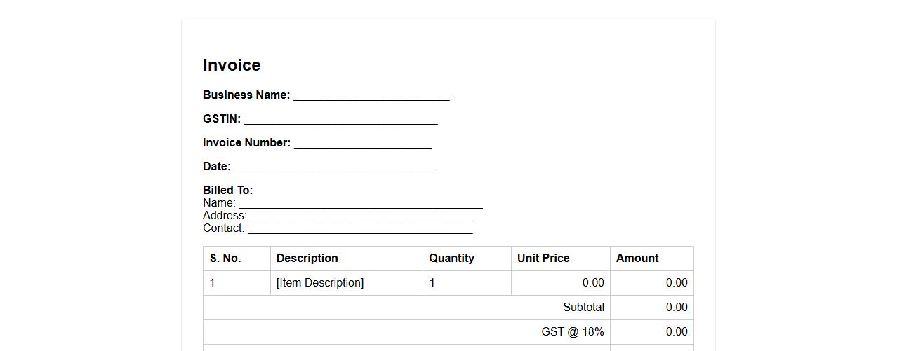simple invoice format in word with gst image preview