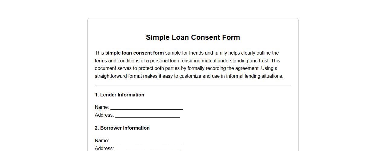 simple loan consent form sample for friends and family image preview