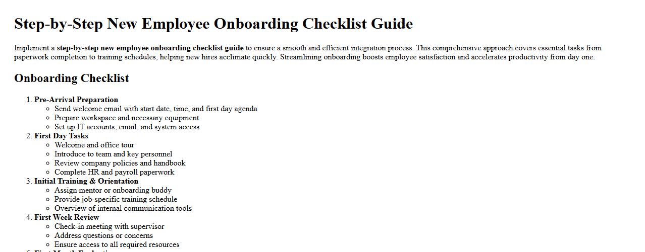 Step-by-step new employee onboarding checklist guide image preview