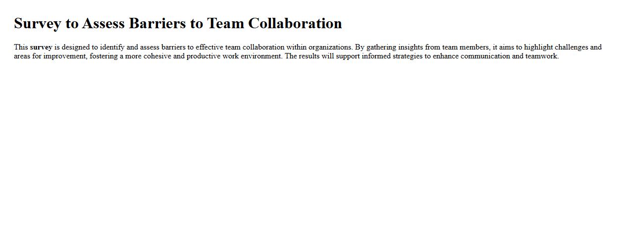 Survey to assess barriers to team collaboration image preview