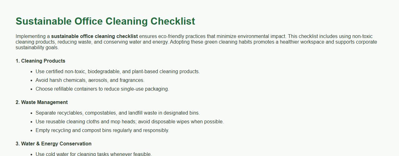 sustainable office cleaning checklist for eco-friendly practices image preview