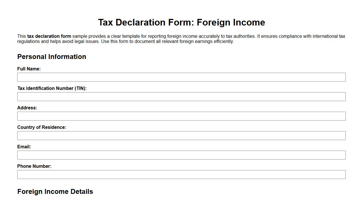Tax declaration form sample for foreign income image preview