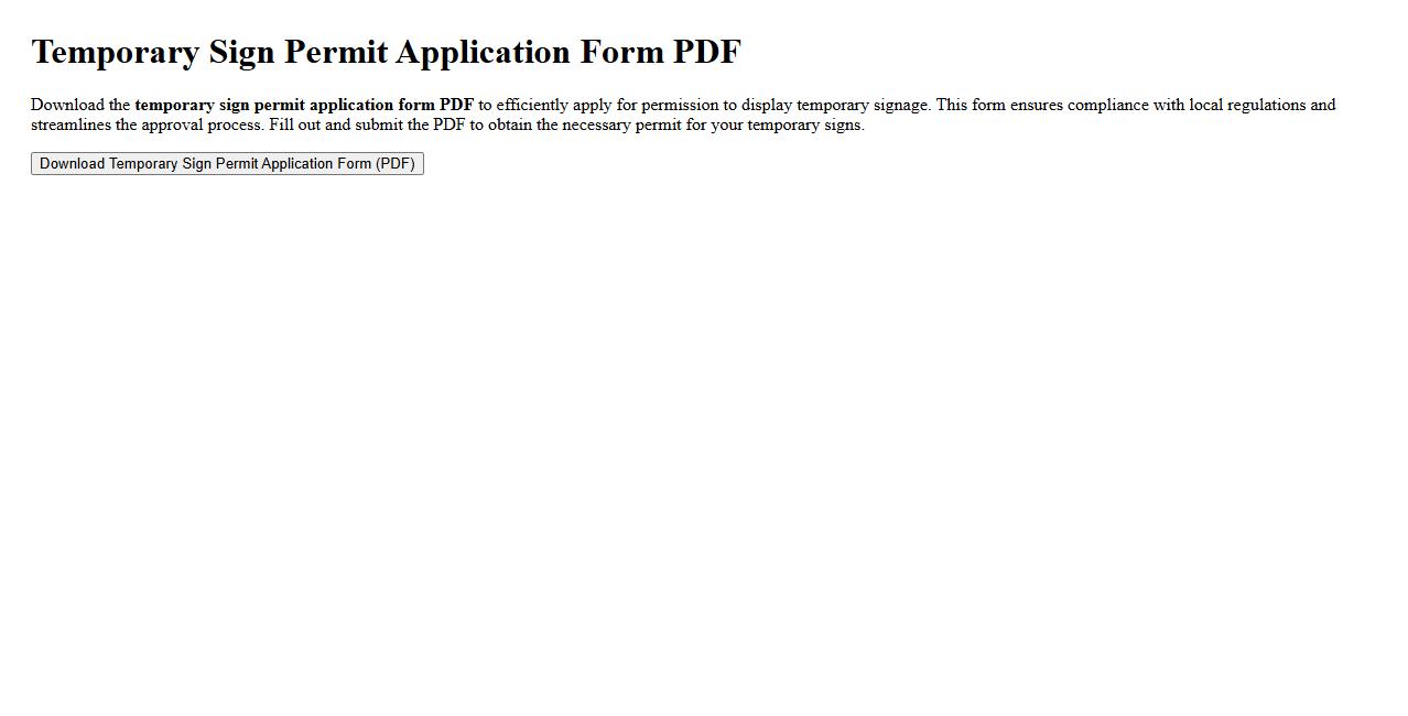 temporary sign permit application form PDF image preview
