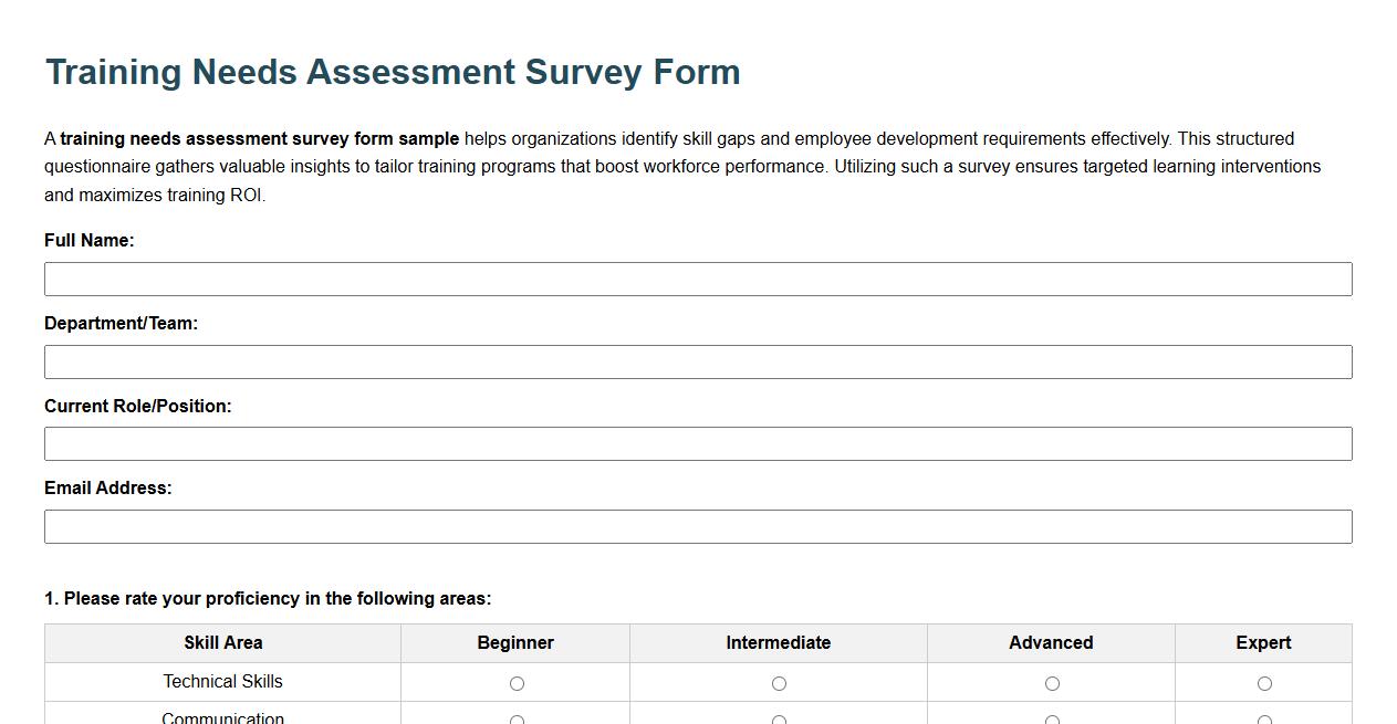 training needs assessment survey form sample image preview