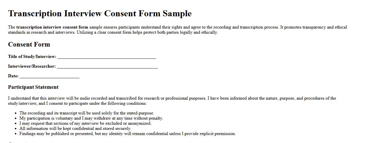 Transcription interview consent form sample image preview