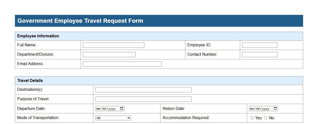 travel request form sample for government employees image preview