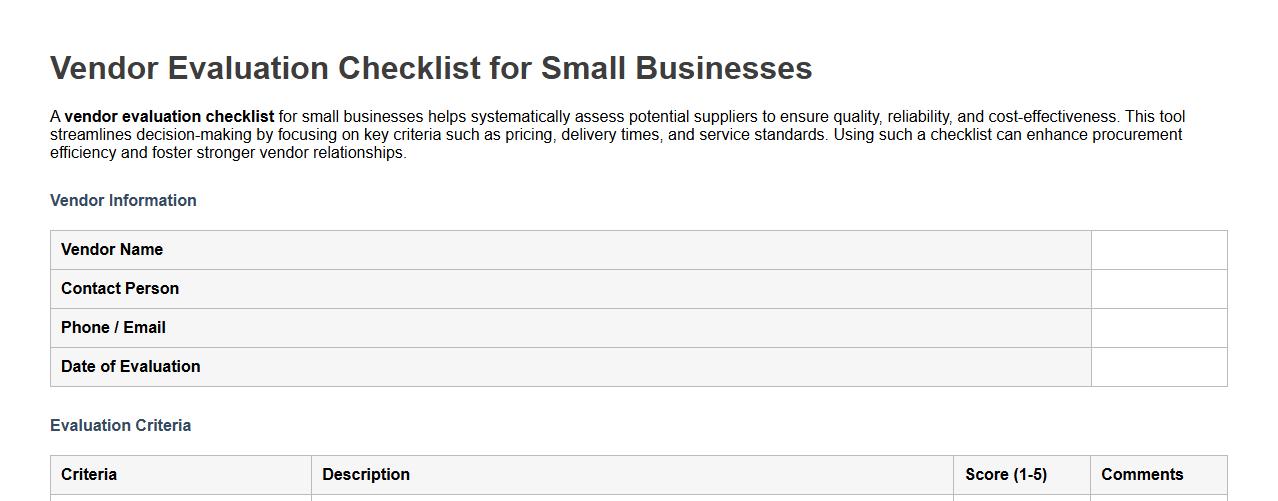 vendor evaluation checklist for small businesses image preview