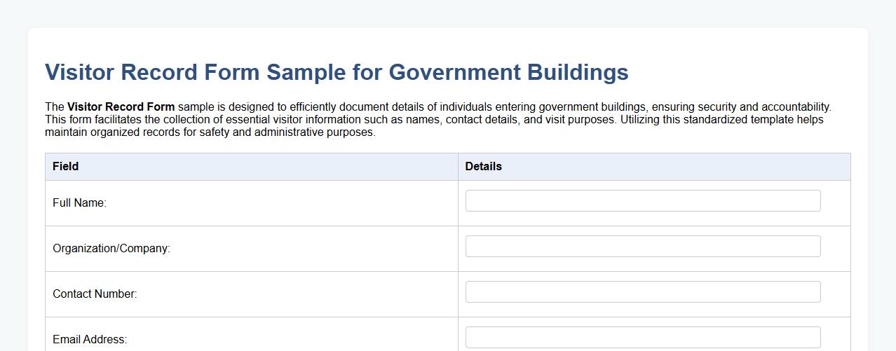 Visitor Record Form Sample for Government Buildings image preview
