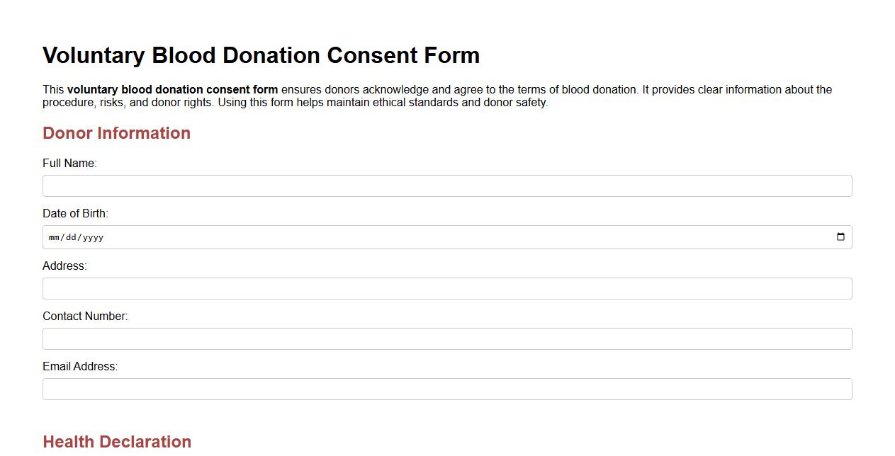 voluntary blood donation consent form sample image preview