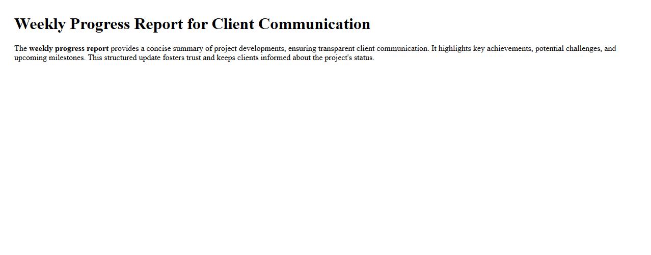 Weekly progress report for client communication image preview