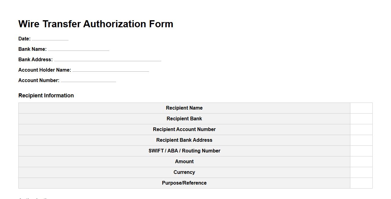 wire transfer authorization form sample with multiple signatories image preview