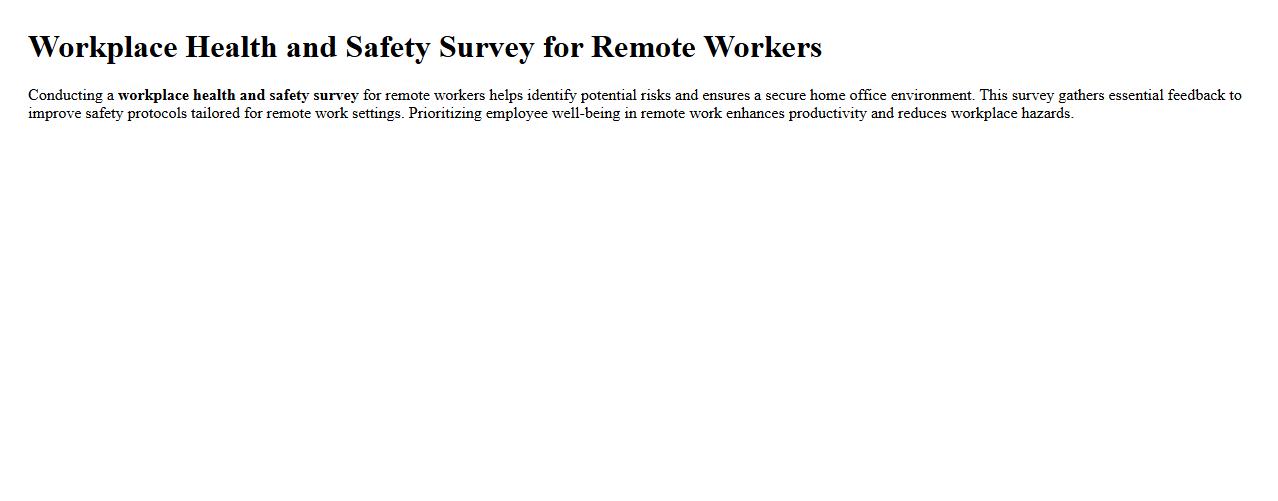 Workplace health and safety survey for remote workers image preview