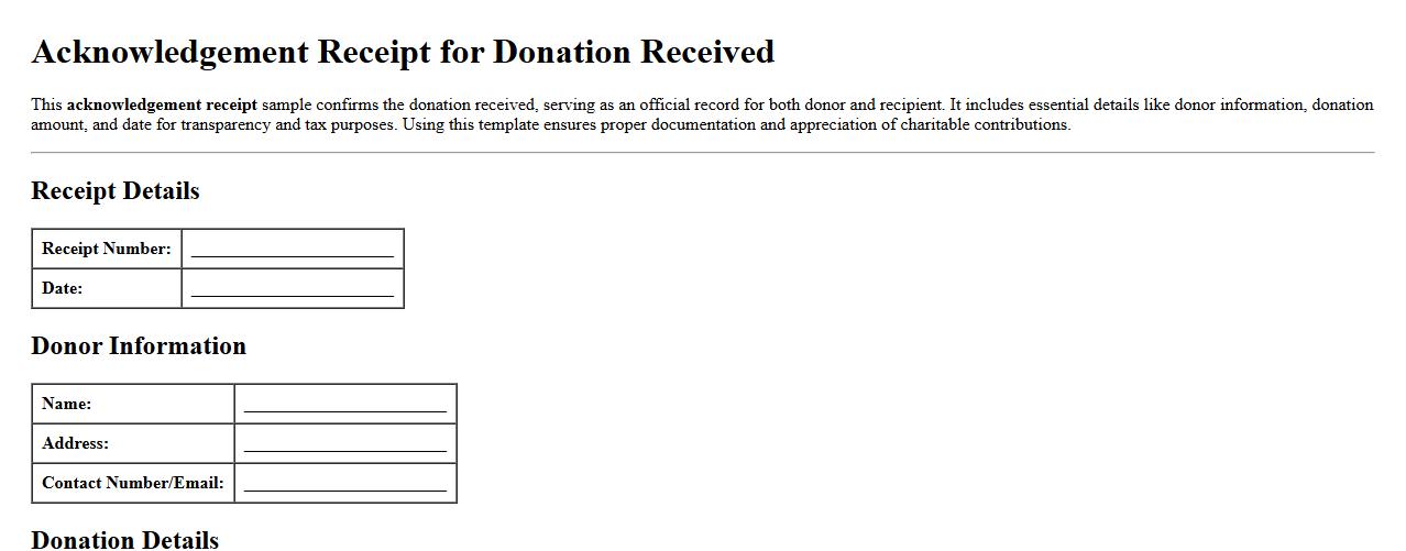 Acknowledgement receipt sample for donation received image preview