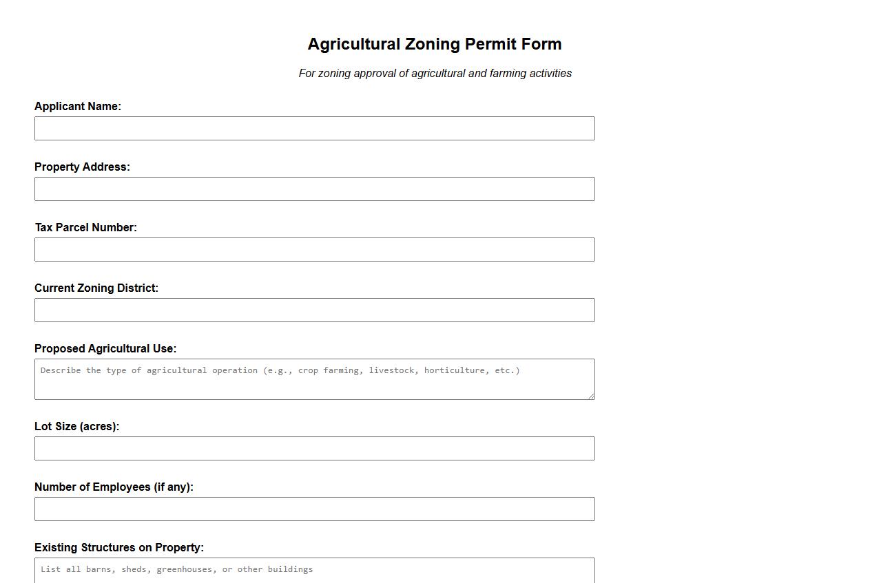 agricultural zoning permit form sample image preview