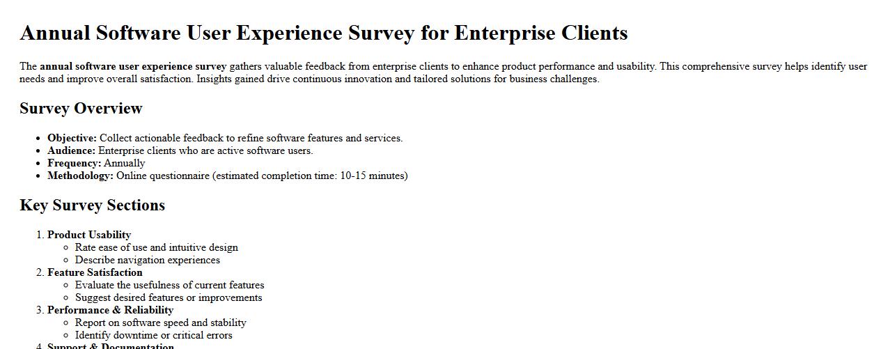 annual software user experience survey for enterprise clients image preview