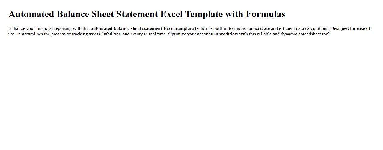 Automated balance sheet statement excel template with formulas image preview