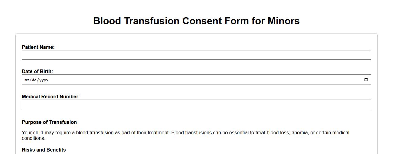 blood transfusion consent form sample for minors image preview