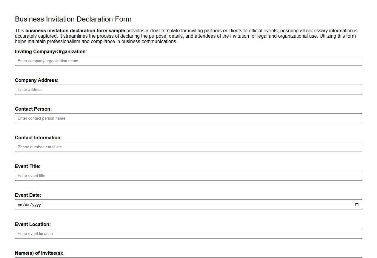 business invitation declaration form sample image preview