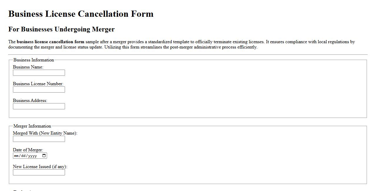 Business license cancellation form sample after merger image preview
