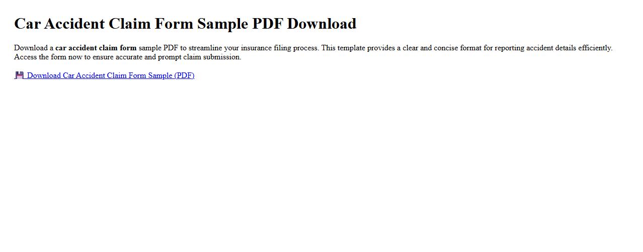 Car accident claim form sample PDF download image preview