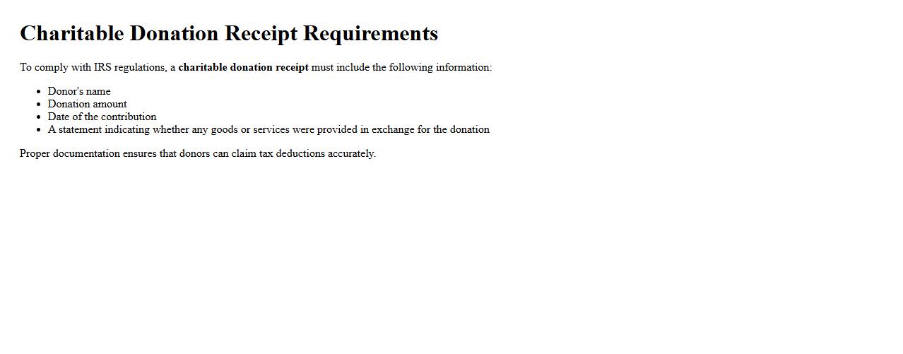 Charitable donation receipt requirements IRS image preview