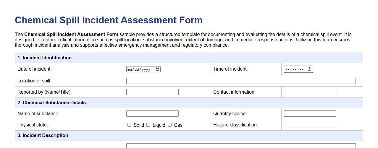 chemical spill incident assessment form sample image preview