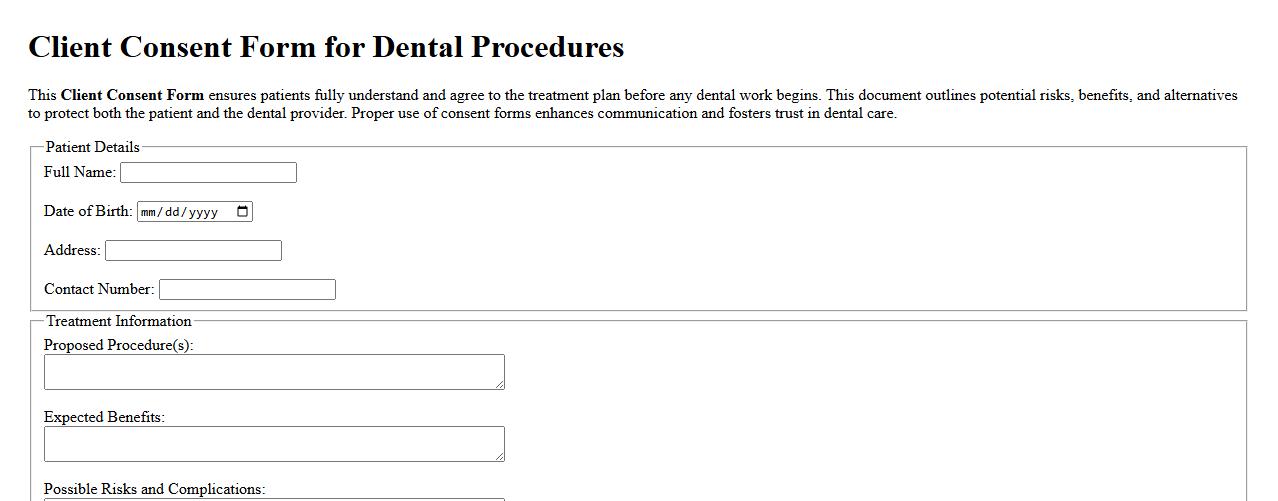 client consent form sample for dental procedures image preview