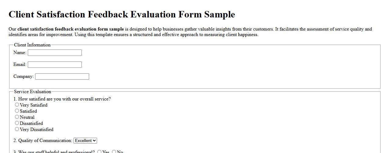 client satisfaction feedback evaluation form sample image preview