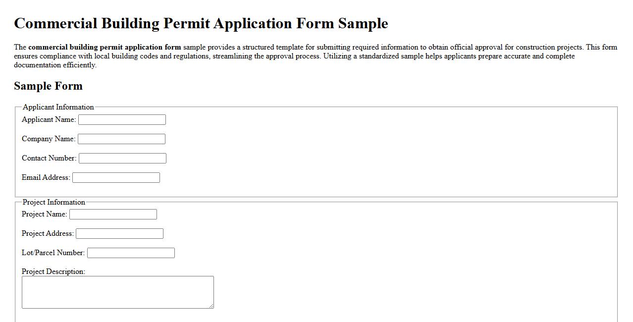 Commercial building permit application form sample image preview