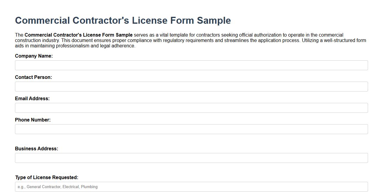 Commercial Contractor’s License Form Sample image preview