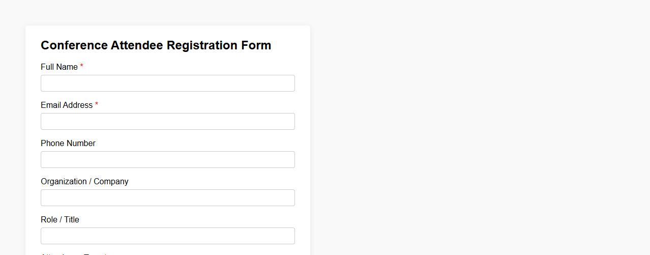 conference attendee registration form sample image preview