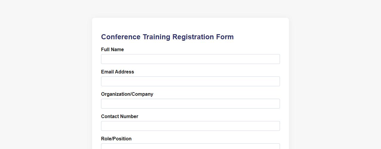 Conference training registration form sample with consent section image preview