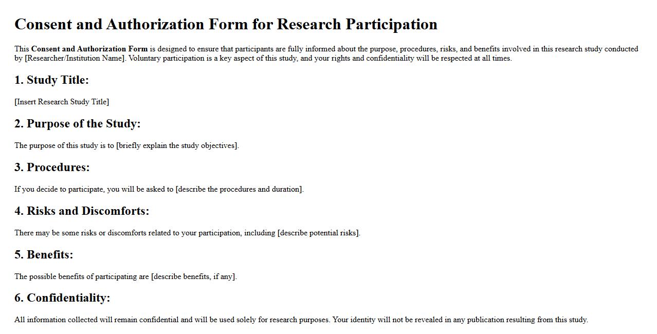 consent and authorization form sample for research participation image preview