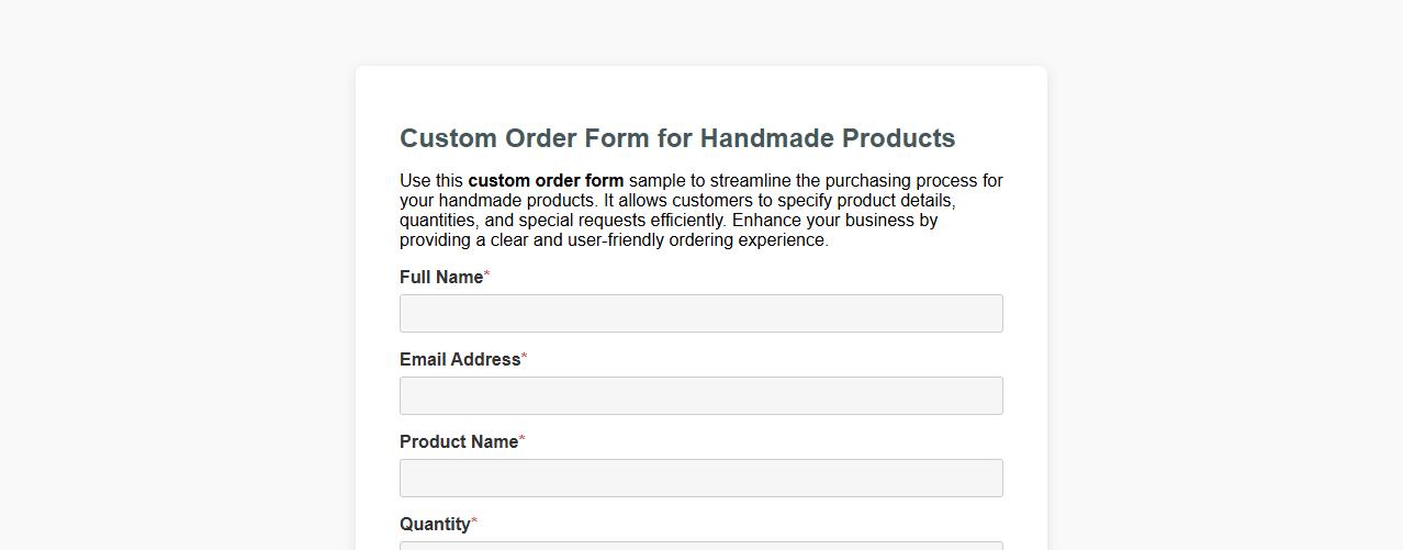 custom order form sample for handmade products image preview