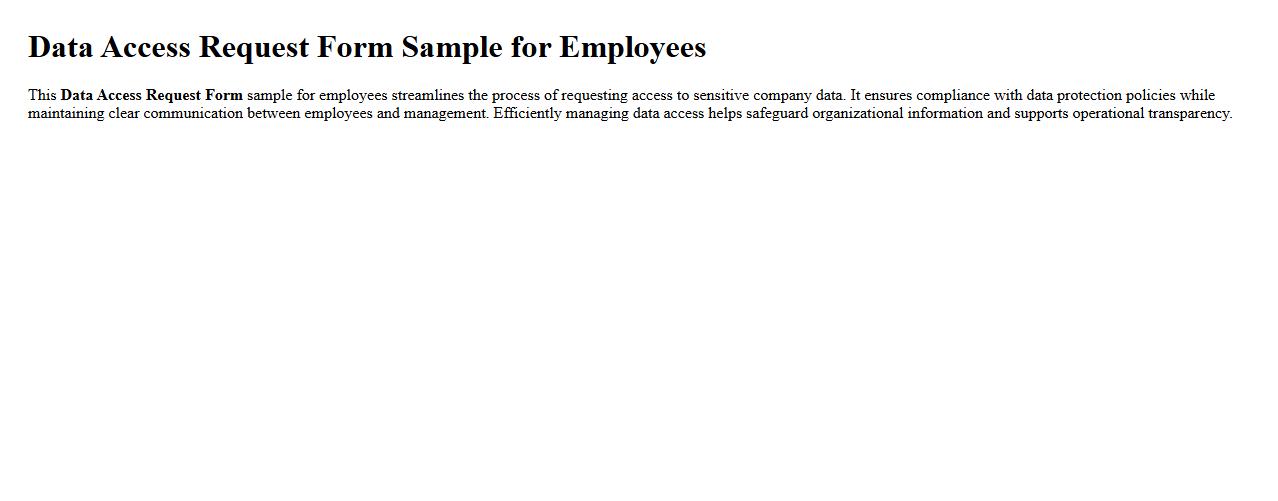 Data Access Request Form Sample for Employees image preview