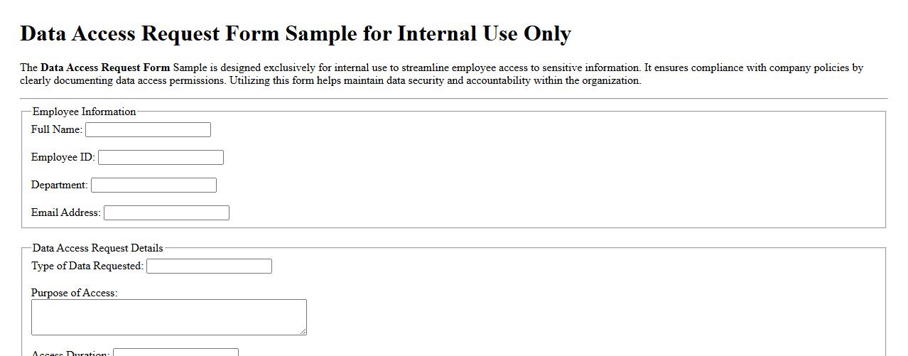 Data Access Request Form Sample for Internal Use Only image preview