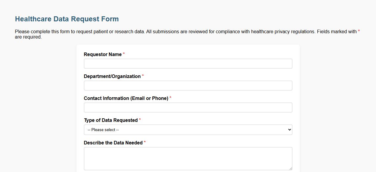 data request form sample for healthcare organizations image preview