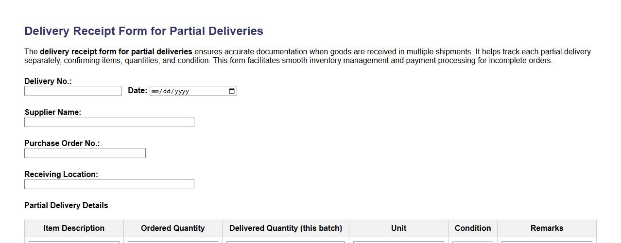 delivery receipt form for partial deliveries image preview