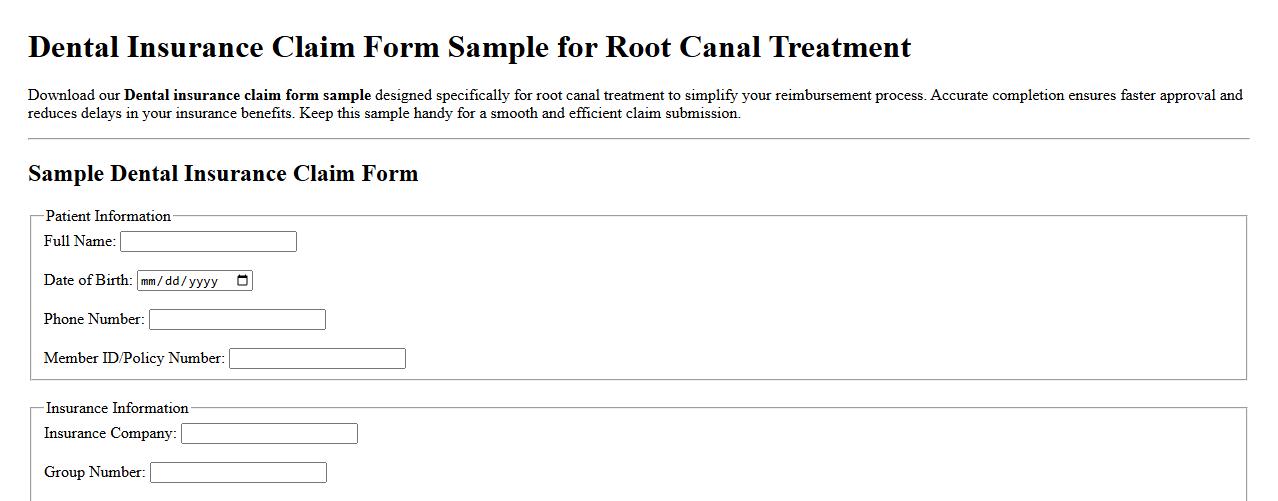 Dental insurance claim form sample for root canal treatment image preview