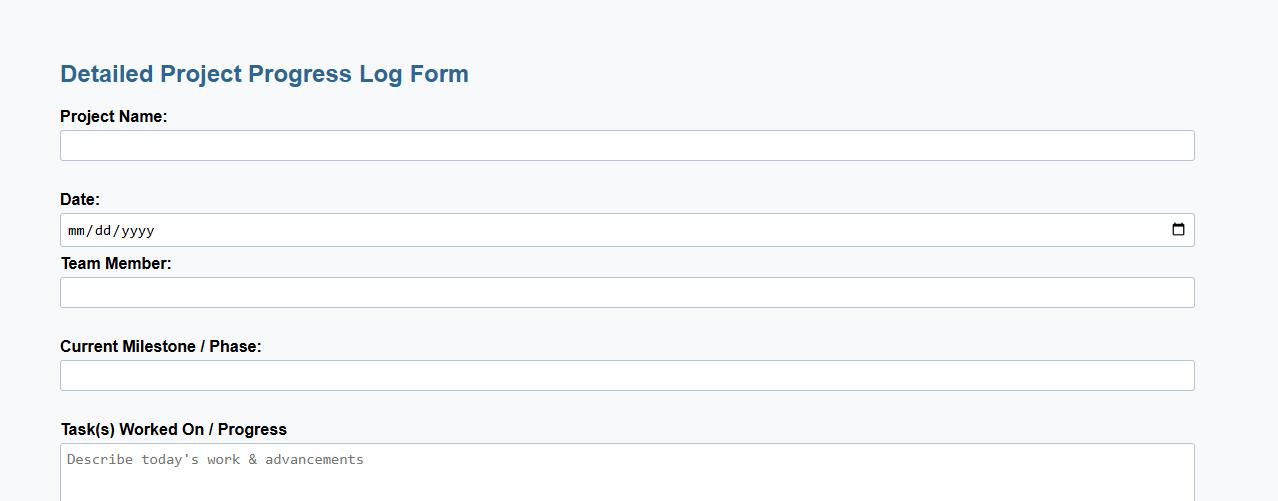 detailed project progress log form sample for teams image preview