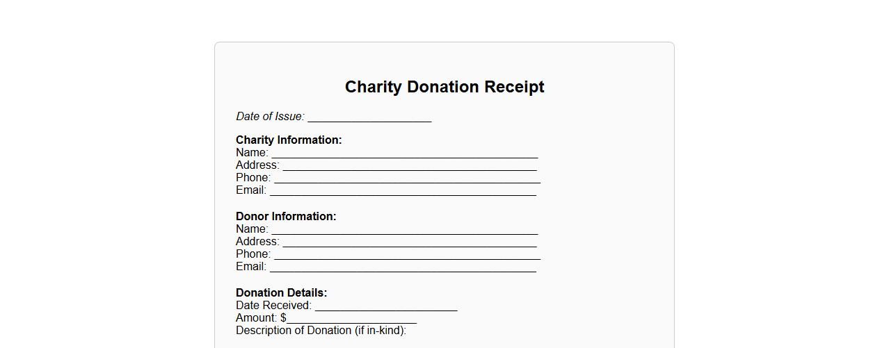 Donation receipt form sample for charity image preview