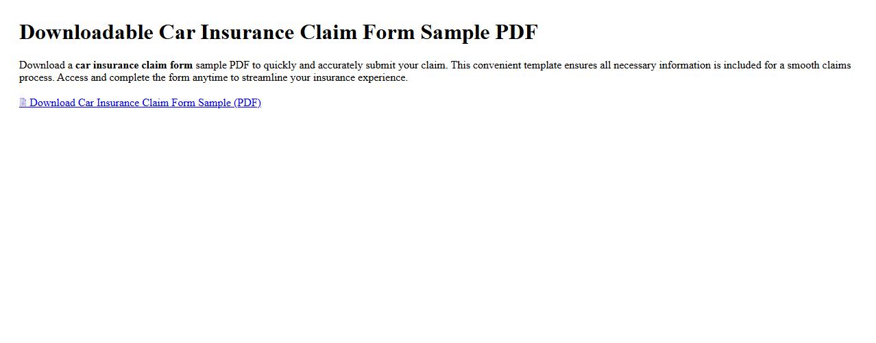 downloadable car insurance claim form sample PDF image preview