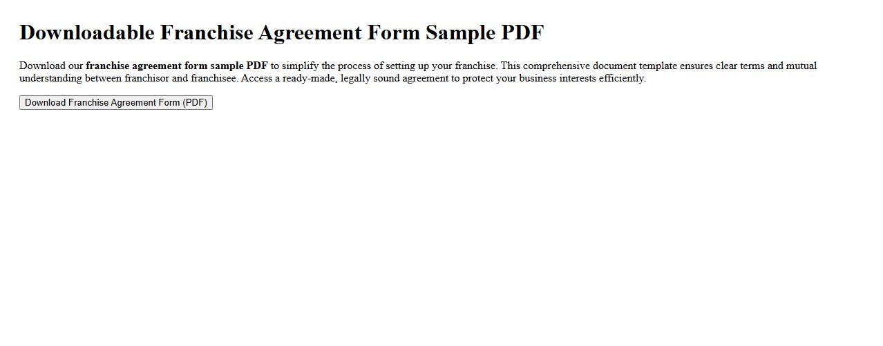downloadable franchise agreement form sample PDF image preview