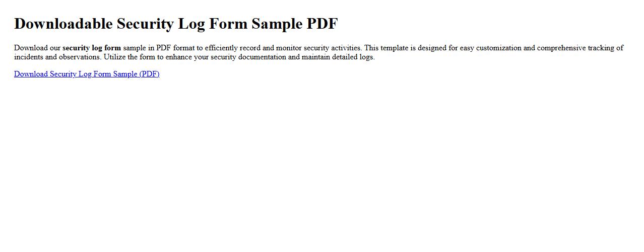 downloadable security log form sample PDF image preview