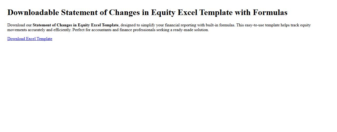 Downloadable Statement of Changes in Equity Excel Template with Formulas image preview